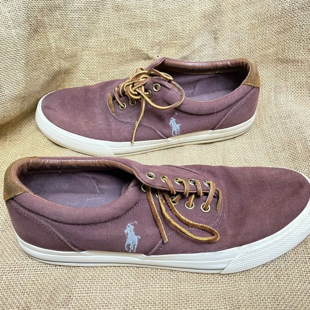 Polo Ralph Lauren Vaughn Men's Canvas Fashion Sneakers Shoes Raspberry Sz 10D‎